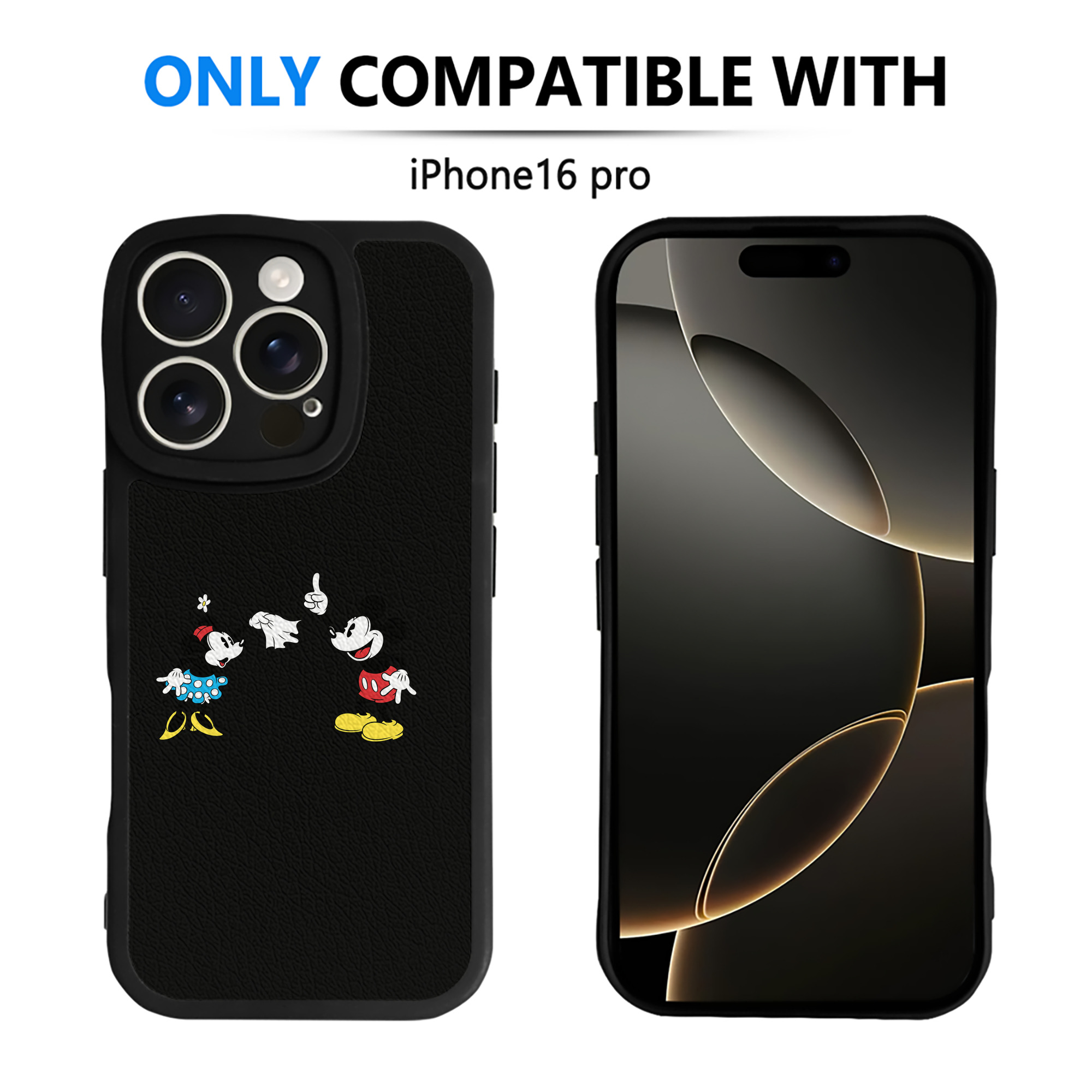 （画像用） ミッキーマウス Mickey Mouse 【iPhone 16シリーズ対応】シリコンスマホケース（レザー調） 材質：シリコン